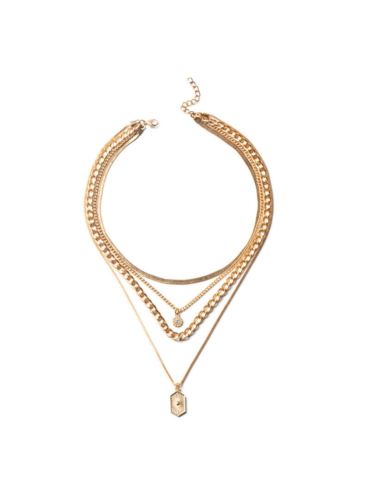 Diamond-encrusted Diamond-shaped Square Alloy Necklace