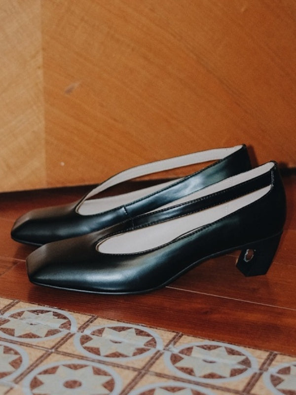 BIUCILI | Leading Lady Designer Women's Shoes, French Square Toe, Hollow Design, Elegant High Heels.