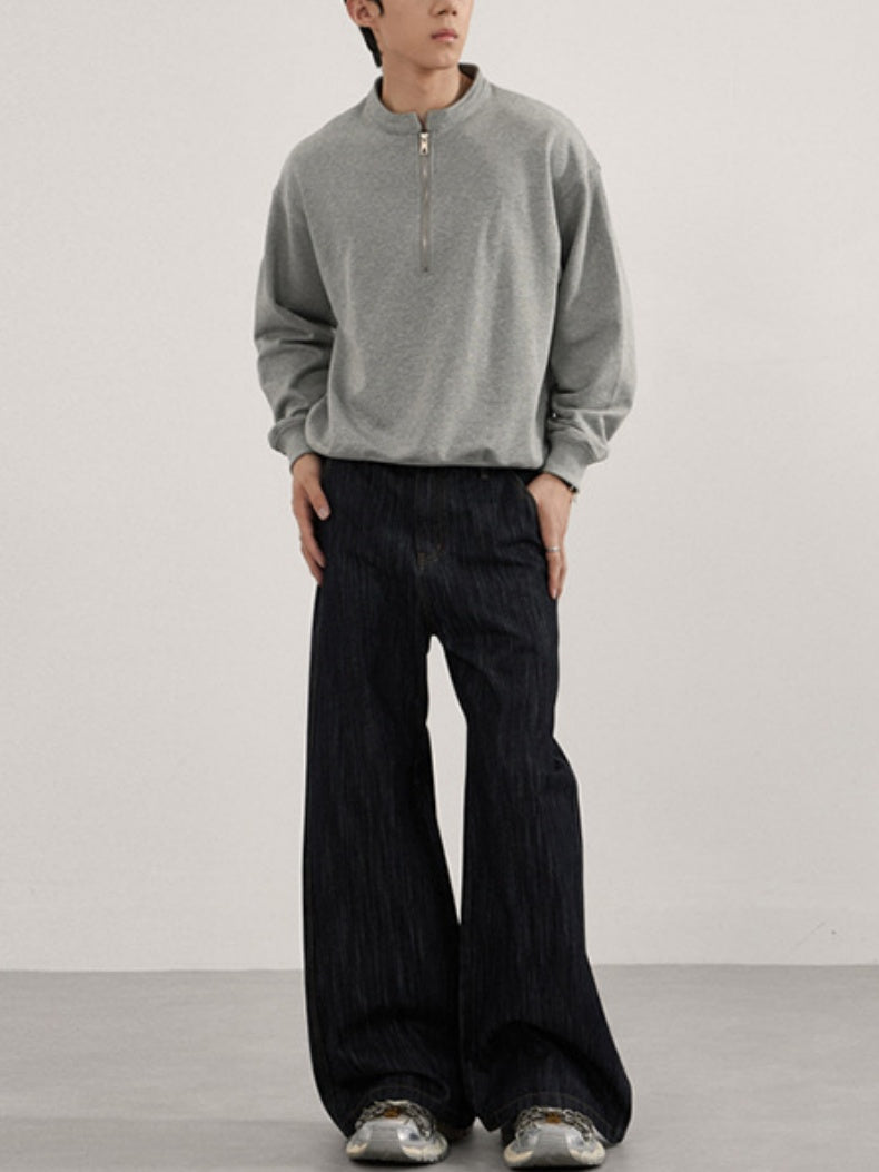 Retro Loose-fit Boxy Half Zipper Sweatshirts&Hoodies