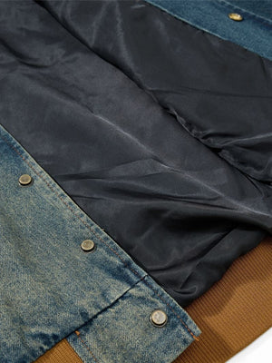 Retro Washing Letter Embroidery Baseball Uniform Denim Jacket
