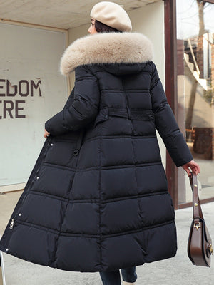 Fur Collar Style With Detachable Fur Collar Waist Quilting Keep Warm In Winter Elegant Commuter Style Cotton Jacket/Down Jacket