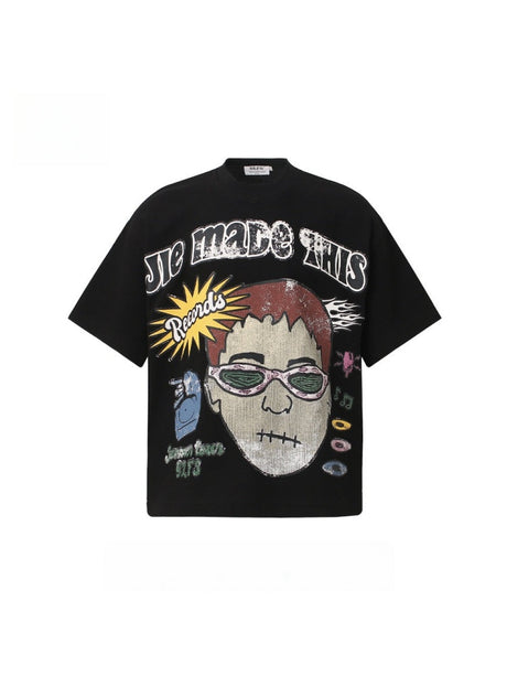 Retro Portrait Anime And Cartoons Loose-fit T-shirts