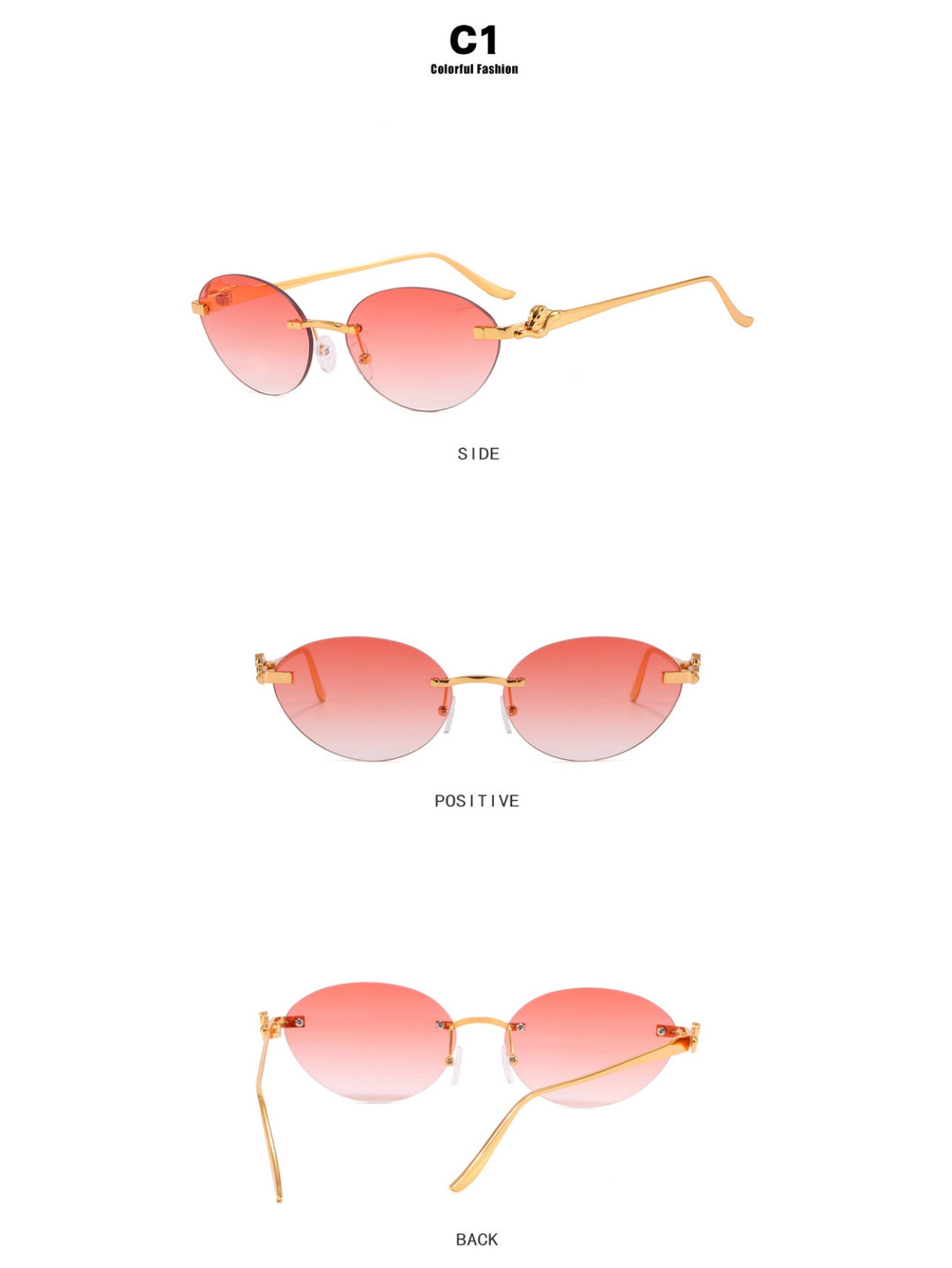 Frameless Oval Sunglasses