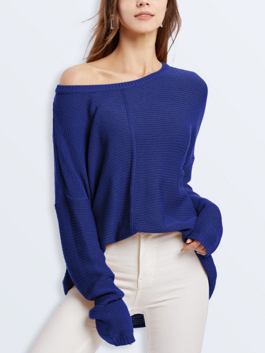Liber Autumn women's patchwork raglan sleeve knitted pullover mesh see-through top