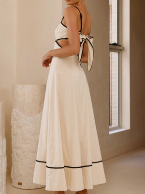 Camisoles Color Matching Color-blocked Hollow Vacation And Leisure Maxi Dresses