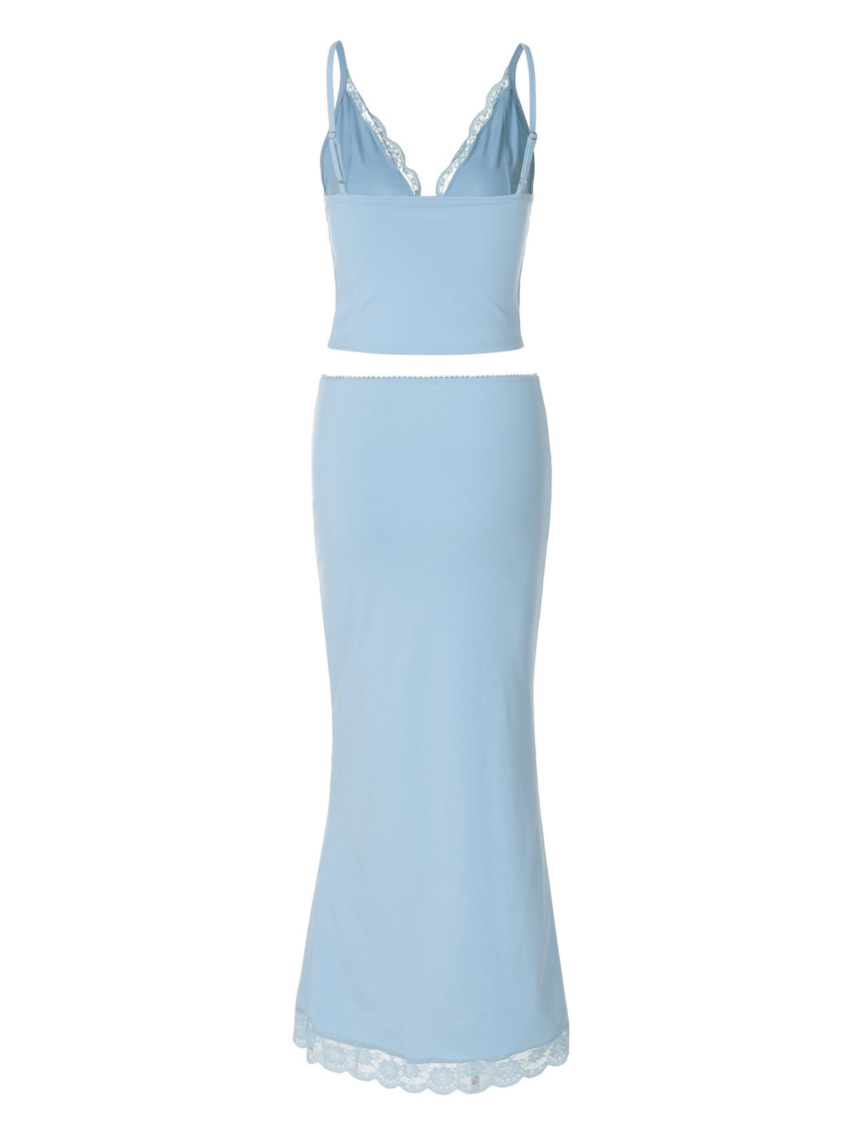 Lace Tank Top Bodycon Fishtail Skirt 2-piece Sets