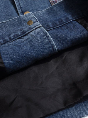 Christmas Pattern Embroidery Washing Splicing Denim Jacket