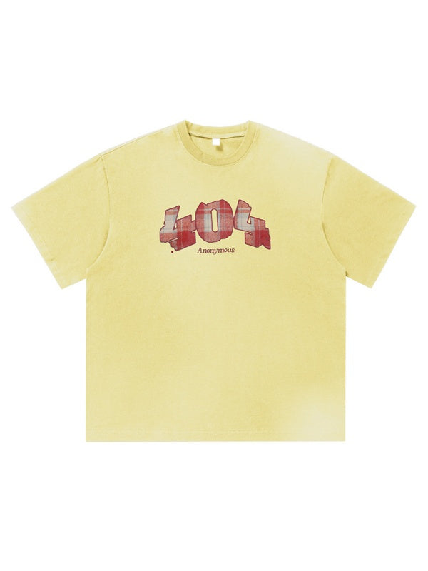 Number Plaid Printed Loose-fit T-shirts