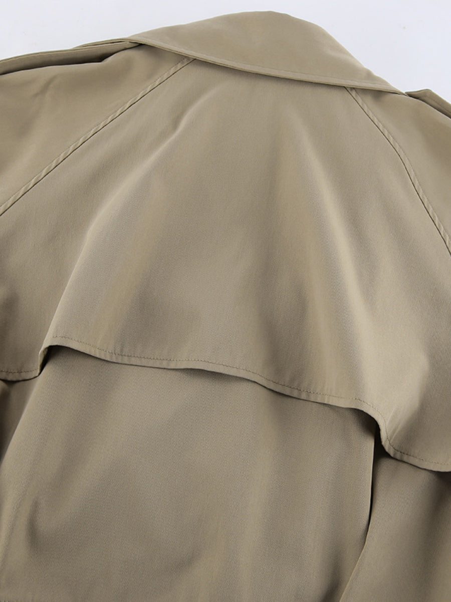 Short Button Decoration Lapel Trench Coat