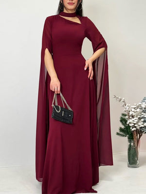 Flying Sleeves Hollow Out Back Strap Maxi Dresses
