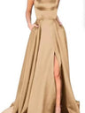 Backless Bandage Satin High Slit Bridesmaid Dresses Cocktail Party Maxi Dresses