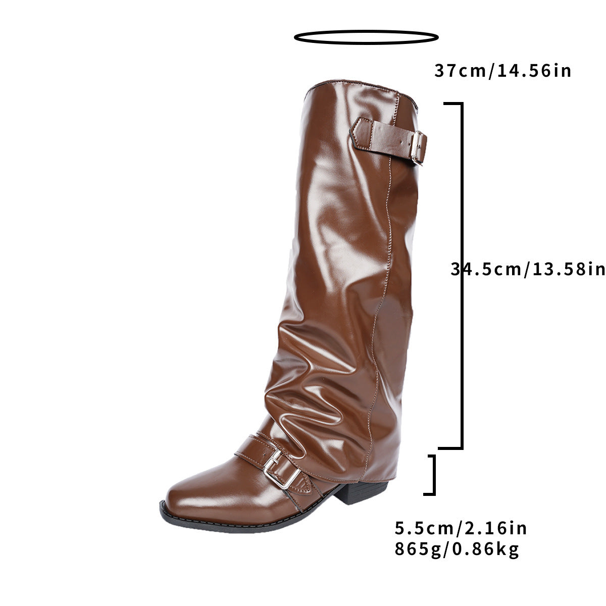 Belt Buckle High-heeled Riding Boots
