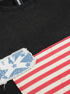 Stripes Punk Splashing Ink Leisure Loose-fit T-shirts