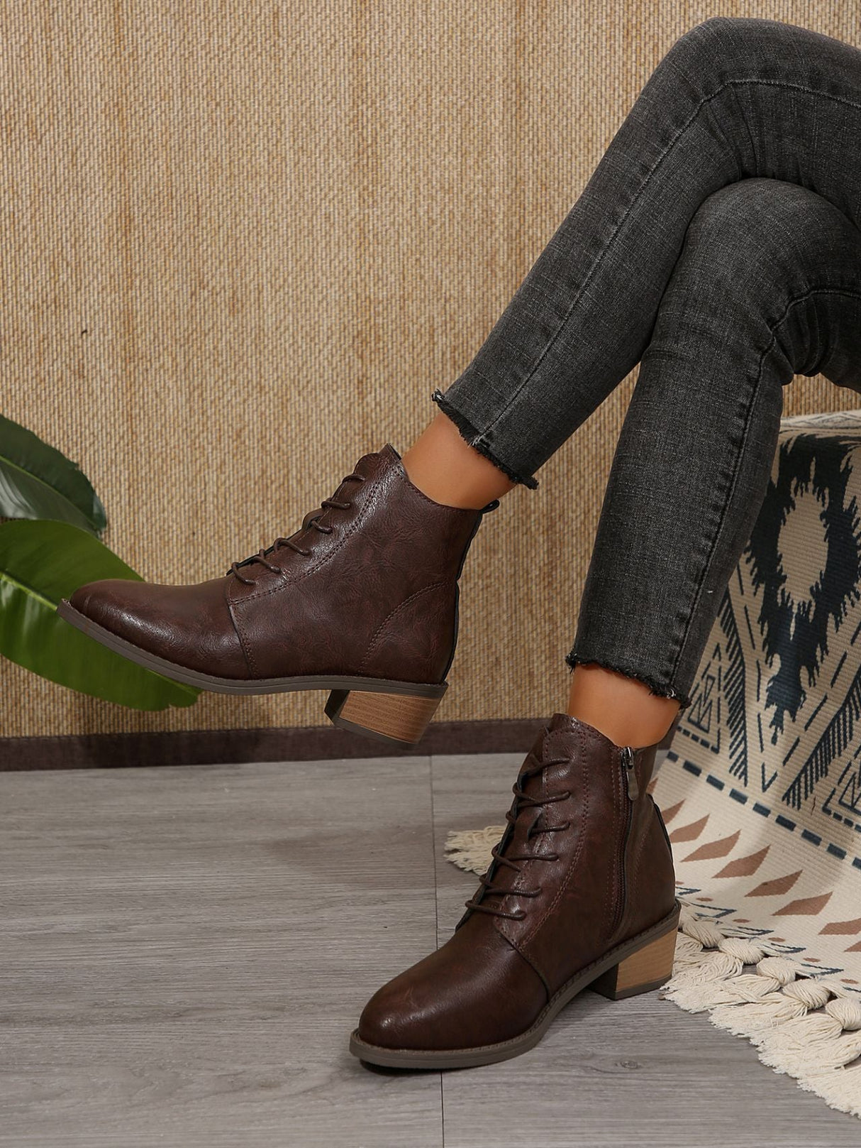 Side Zip Lace-up Retro Martin Boots