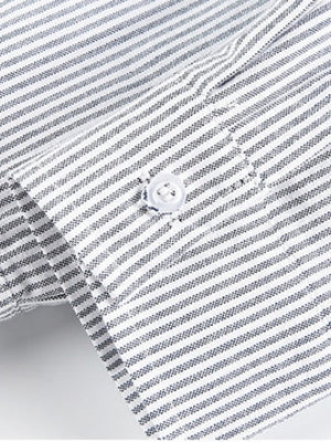 Splicing Fake Two Pieces Vertical Strip Long-sleeved Shirt With Pattern