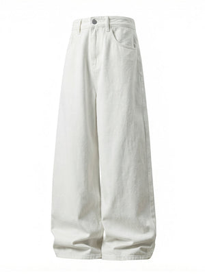 【EXPÉDITION NORMALE】Jean blanc coupe droite à broderies color-block