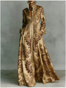 Long-sleeved Printed Maxi Dress