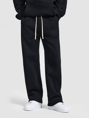 Plush Sports Loose Solid Color Zipper Hooded Sweatshirts&Hoodies Set