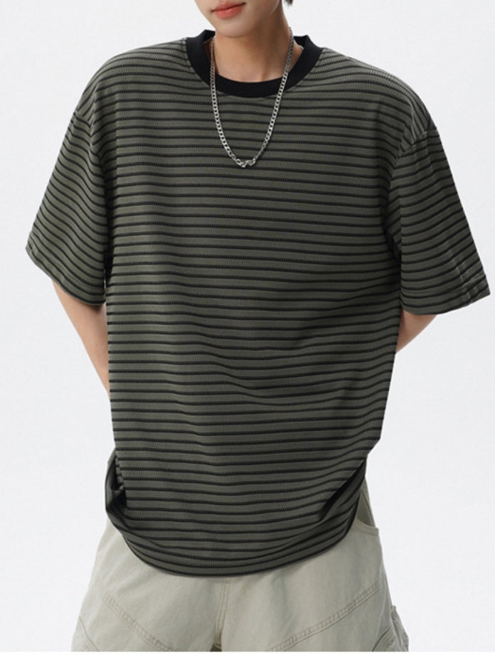 Color-blocked Stripes Loose-fit T-shirts