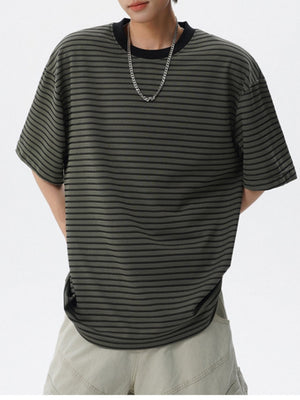 Color-blocked Stripes Loose-fit T-shirts