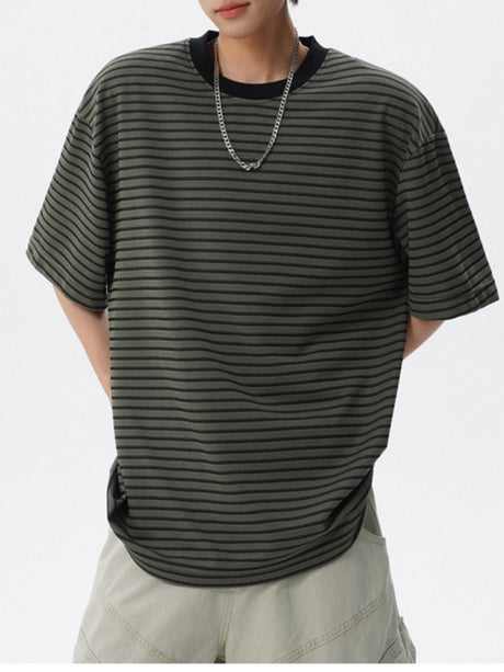Color-blocked Stripes Loose-fit T-shirts
