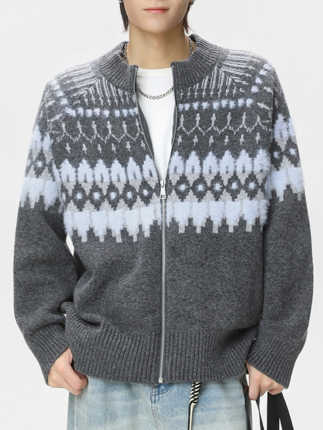 Retro Fair Isle pattern Ethnic style Cardigans