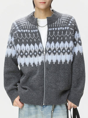 Retro Fair Isle pattern Ethnic style Cardigans