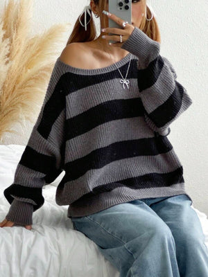 Stripes Color Matching Knitted Sweater