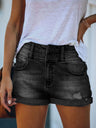 Wash The Hole High-waisted Slim Fit Denim Shorts