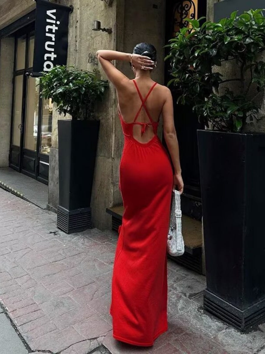 Liber Intellectual Style Women's Splicing Embroidered Pattern Midi Dresses