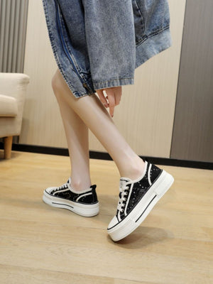 Sequined Mesh Thick-soled Women's Casual Sneakers