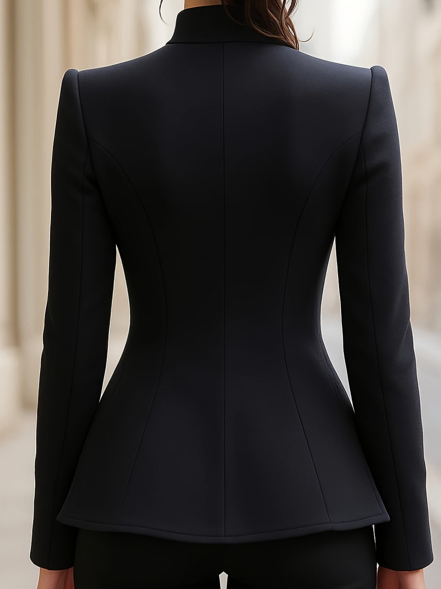 Mandarin Collar Metal Buckle Slim Fit Temperament Commuting Formal Blazers