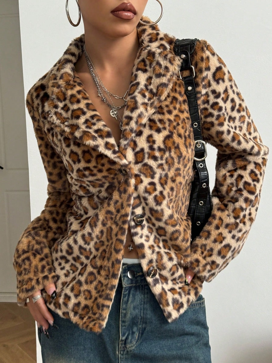 Leopard Fasten Lapel Blazers