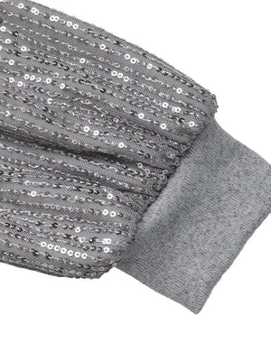 Crew Neck Style Sequins Splicing Parties Grace Leisure Hip-hugging Mini&Short Dresses