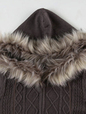 Twisted Dough Sticks Plush Patchwork Hoodies Zipper Sweater Cardigan