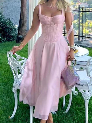 Robe longue bustier plissée à col halter Butterfly Contains Fish Bones