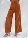 Basic Corduroy Double Buttons Stretch Leisure Straight-leg Trousers