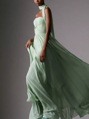 Liber Spring Women's Bandage Solid Color Tube top Maxi Dresses