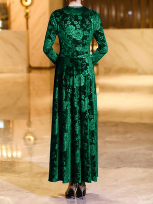 A-line Velvet V-neck Waist-length Dress