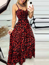 Leopard Print Spaghetti Strap Backless High-waisted And Slimming Maxi Dresses