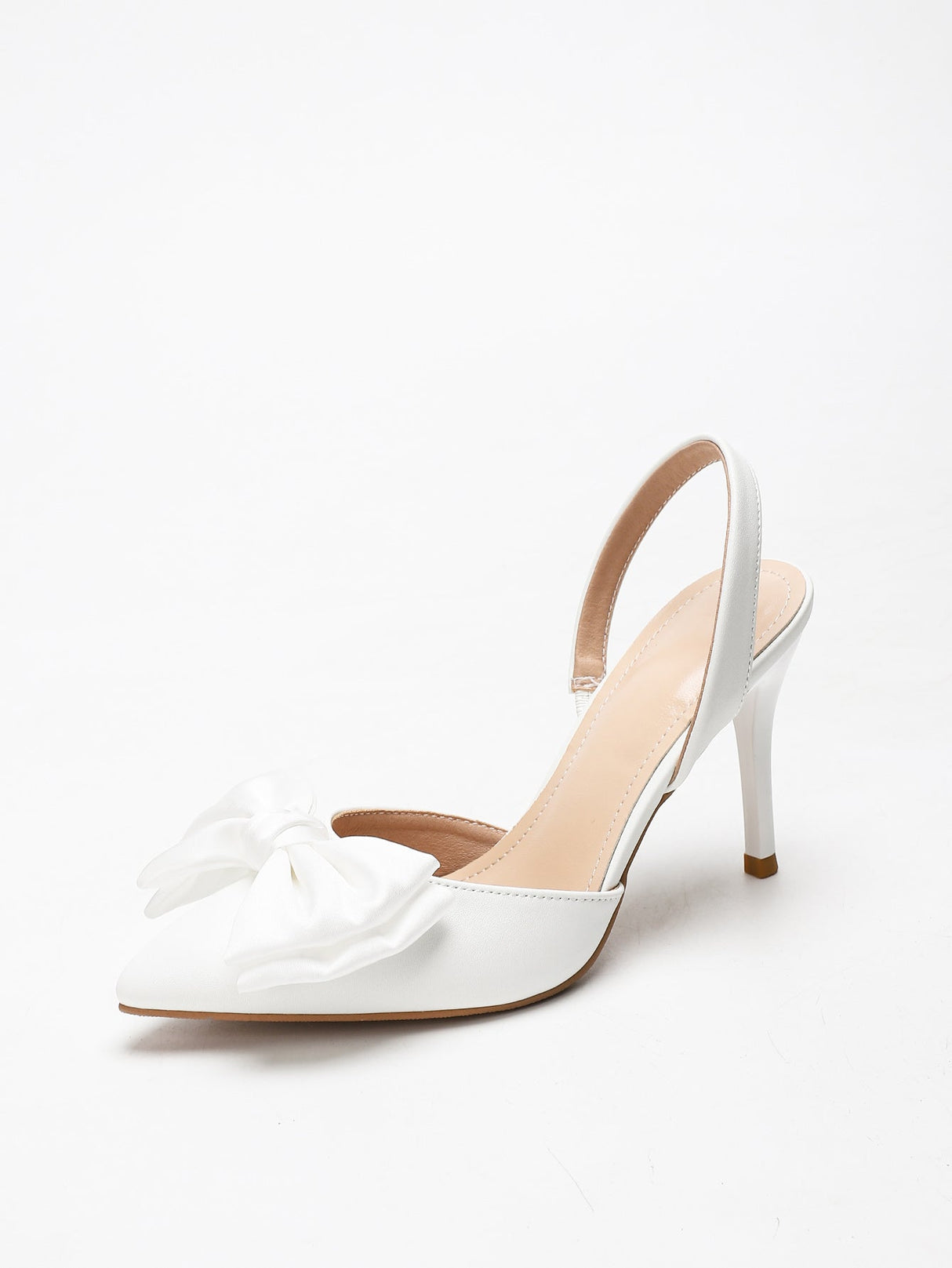 Weiße High Heels mit Schleife