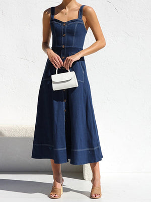 Débardeurs à col en cœur, jeans à boutons et poches, robes midi