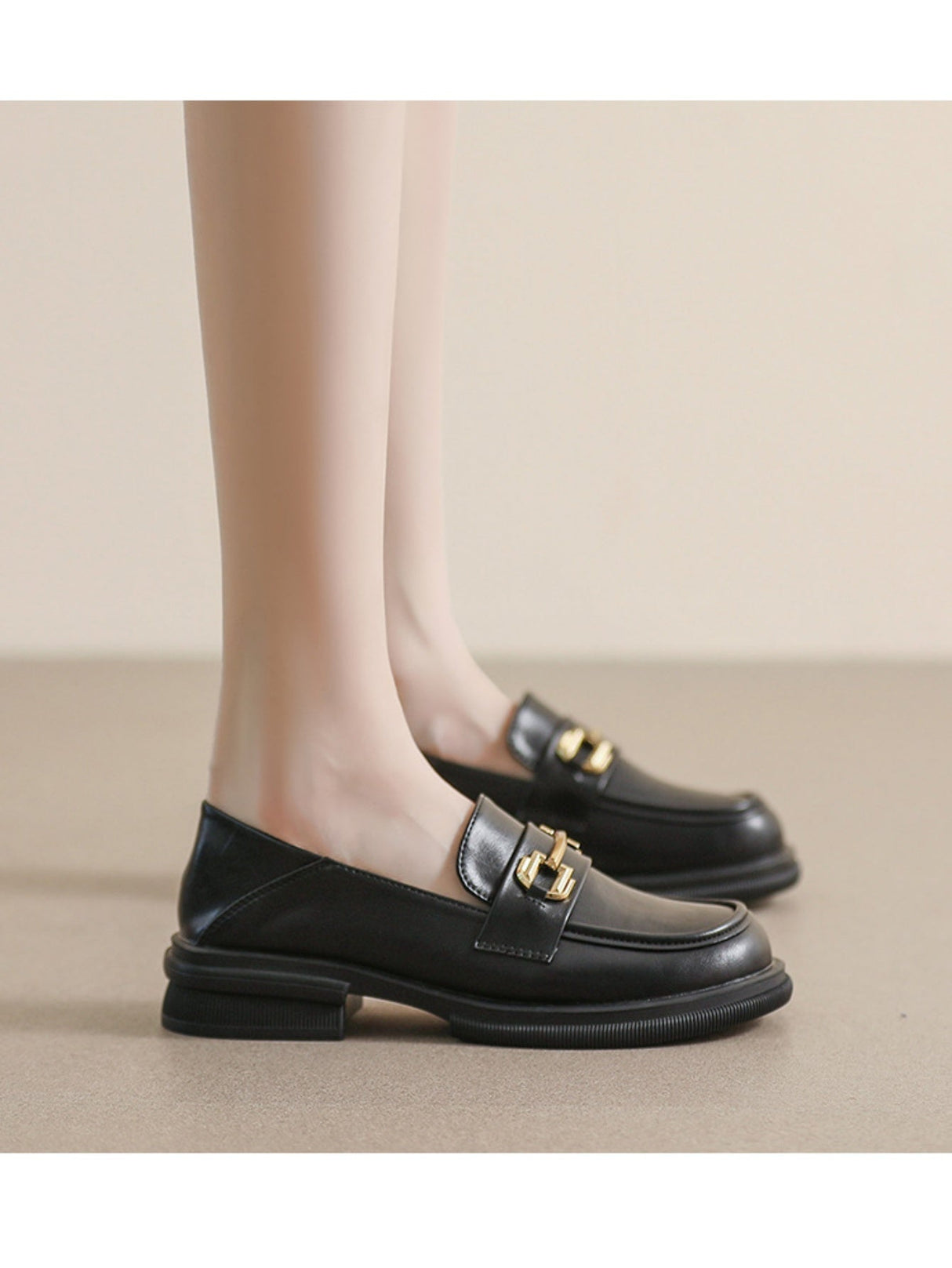 Liber Spring and Autumn Thick-soled Metal Buckle Women's Loafers