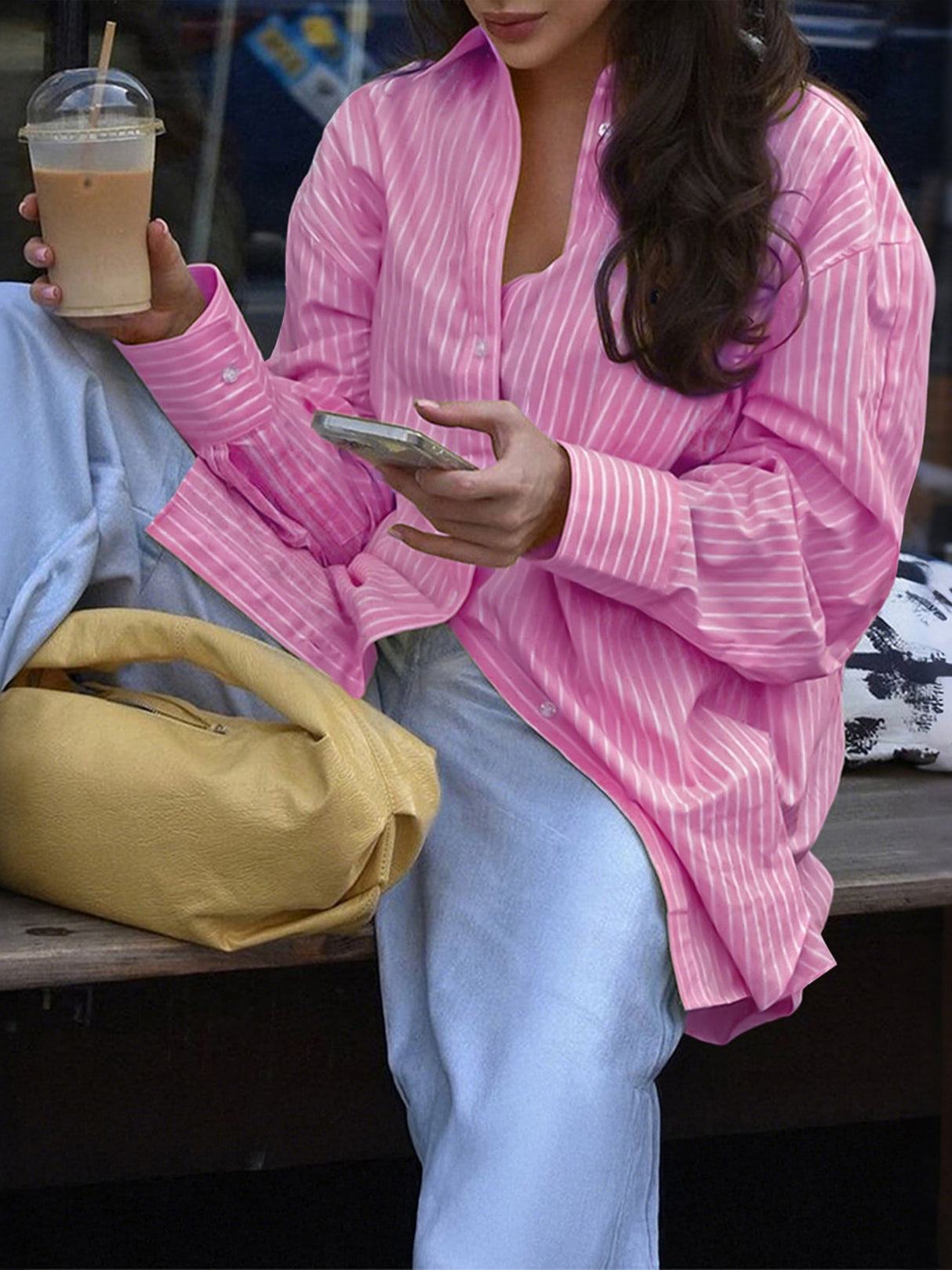 Stripes Buttons Long Sleeves Shirts