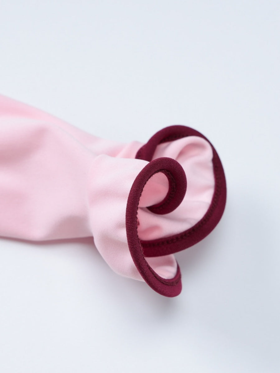 Backless Bell Sleeves Ruffled Skirt Knitting Sexy Color-blocked Long Dress