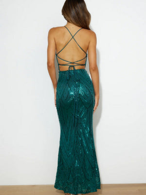 Camisoles Bandage Sexy Sequins Banquet Maxi Dresses