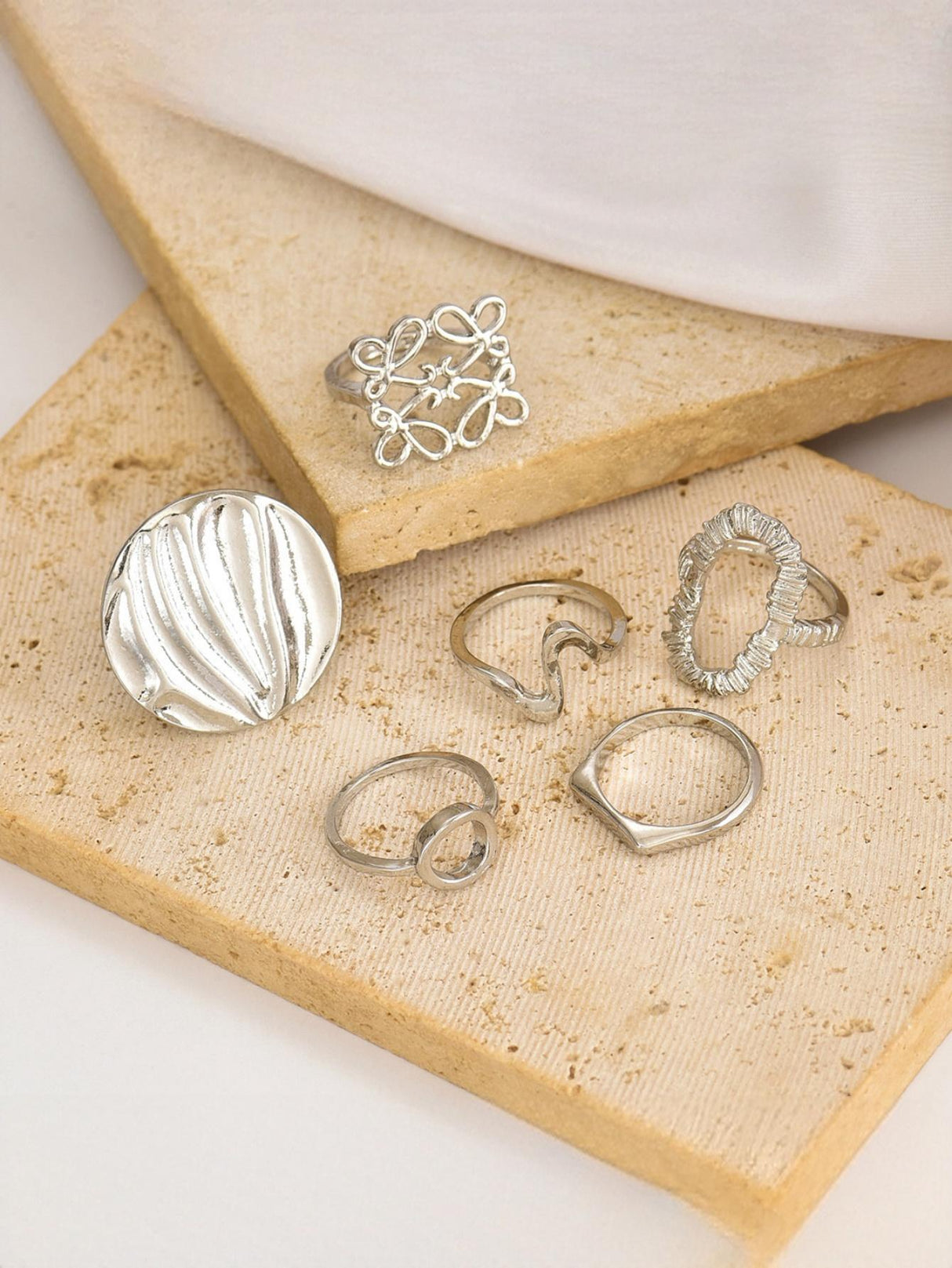 Geometric Openwork Ring Set