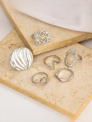 Geometric Openwork Ring Set