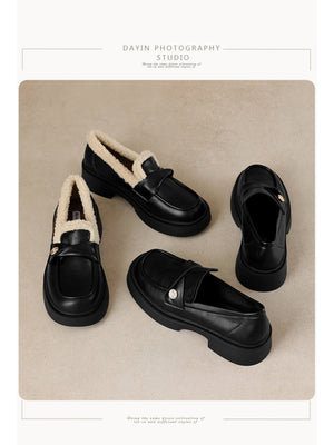 Liber Spring and Autumn Thick-soled Metal Buckle Women's Loafers