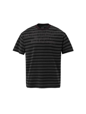 Retro Color-blocked Stripes Letter Printed T-shirts